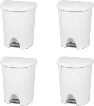 Sterilite 10948004 6.6 Gallon/25 Liter Portable Home StepOn Wastebasket, White