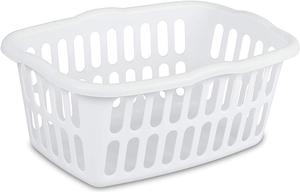 Sterilite 1.5 Bushel Plastic Stackable Clothes Laundry Basket Bin, White