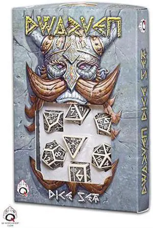 Beige & Black Dwarven Dice Set (7)