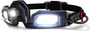 STKR Concepts FLEXIT Headlamp PRO 6.5- 650 Lumens LED Rechargeable Headlamp, Low Profile, Comfort fit Design with 240-degree Halo Lighting, Black, one Size fits All
