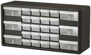 Akro-Mils Stackable Cabinet 26 Drawers 20"x6-3/8"x10-11/32" Black/Gray 10126