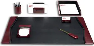 D7004 Two-Toned Leather 7Pc Desk Set 4 x 6 Memo Holder Letter Rack