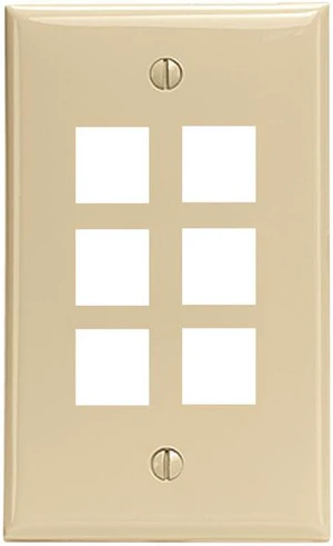 Leviton 41080-6IP 6-Port QuickPort Wall Plate, Ivory Leviton 41080-6IP 6-Port QuickPort Wall Plate, Ivory