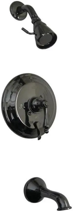 Kingston Brass NB36300AL Water Onyx Pressure Balanced Tub & Shower Faucet with Metal Lever Handle and Vintage Spout