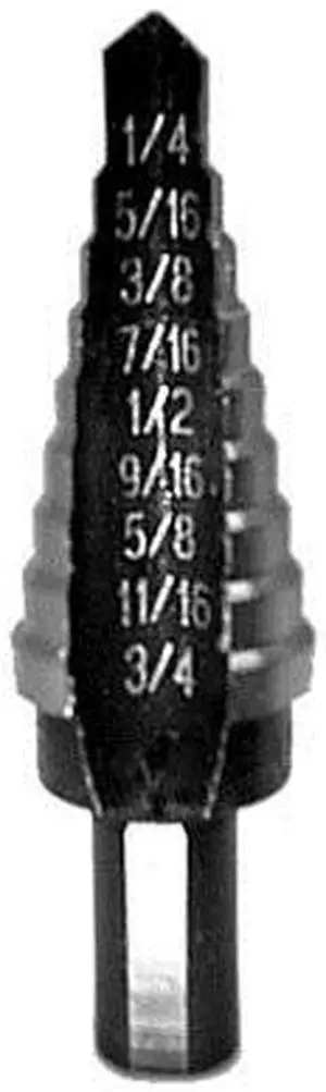 Drill Bit America VAC Series High-Speed Steel Step Drill Bit, Polished Finish, Round Shank, Spiral Flute, 118 Degrees Conventional Point, #9 Size, 1/4"-3/4" Hole Size (Pack of 1)