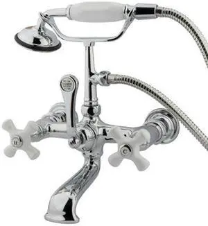 LEG TUB FILLER W.HANDSHOWER CHROME, STRAIGHT-Chrome Finish