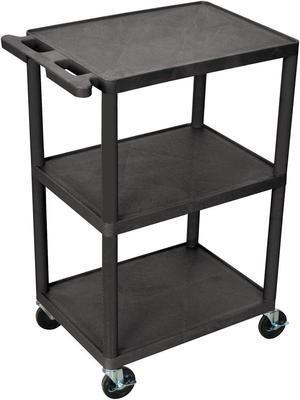 Luxor HE42 3 Shelves Structural Foam Plastic Utility Cart Black