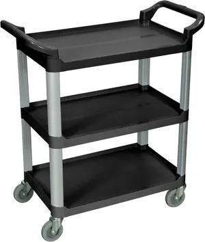 Luxor SC12-B Black 3 Shelf Serving Cart