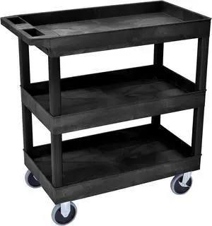 Luxor EC111HD-B 3 Tub Shelves High Capacity Storage Utility Cart - Black