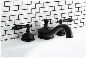 Kingston Brass KS3335PKL Heritage Onyx Roman Tub Filler With Black Porcelain Lev