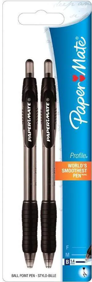 Paper Mate Ballpoint Pen 1.4mm 2/PK Translucent Black Barrel/BK Ink 89468