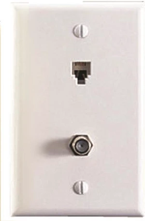 Leviton 40259-I Ivory Combination Telephone Jack and F-Connector Wall Plate (Pack of 10) Leviton 40259-I Ivory Combination Telephone Jack and F-Connector Wall Plate (Pack of 10)