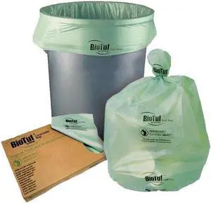 Heritage Y8448YER01 Heritage Biotuf Compostable Can Liners, 48 gal, 1 mil, 48 x
