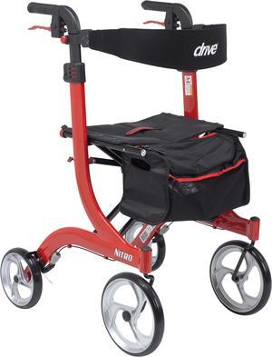 Drive Medical RTL10266-T Nitro Euro Style Walker Rollator, Tall, Red