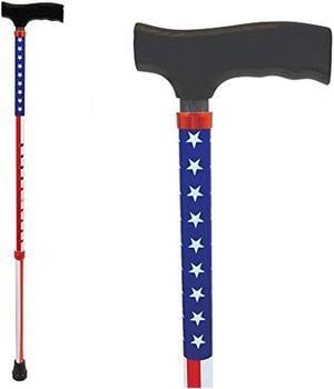 Carex USA Flag Derby Cane - American Flag Cane - Red, White, Blue Walking Cane, Height Adjustable