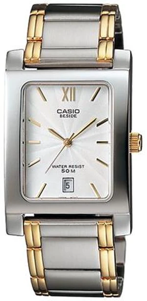 Casio Men's BEM100SG-7AV Silver Stainless-Steel Quartz Watch with White Dial Casio Men's BEM100SG-7AV Silver Stainless-Steel Quartz Watch with White Dial