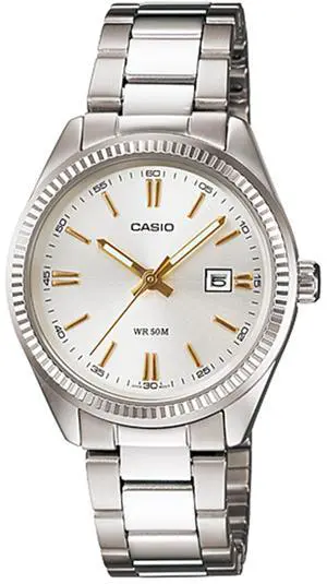 Casio Women's LTP1302D-7A2V Silver Stainless-Steel Quartz Watch with Silver Dial Casio Women's LTP1302D-7A2V Silver Stainless-Steel Quartz Watch with Silver Dial