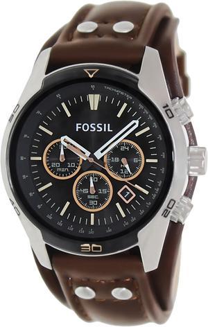 Fossil Men's Coachman CH2891 Brown Leather Quartz Watch with Black Dial