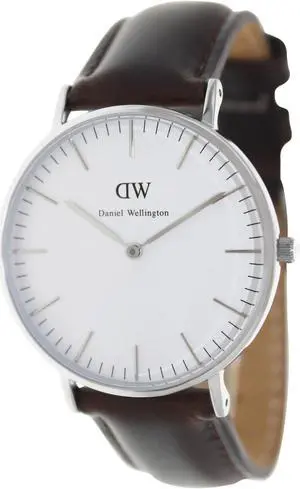 Daniel Wellington 0611DW Men's Bristol Brown Leather Quartz Watch with Silver Dial