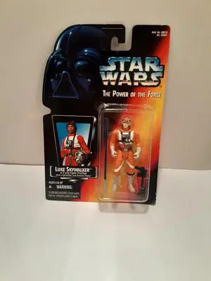 Star Wars Power of the Force Red Card Luke Skywalker in X-Wing Fighter Pilot Gear with Lightsaber and Blaster Pistol Action Figure.
