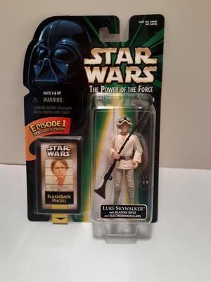 Star Wars Power of the Force Luke Skywalker with Blaster Rifle and Electrobinoculars Flashback Photo Action Figure.