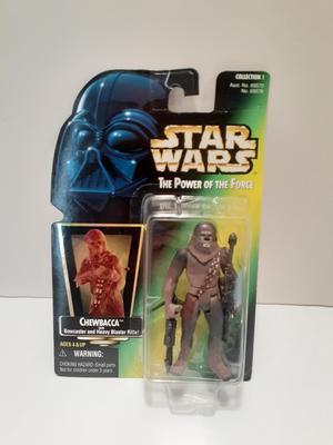 Star Wars Power of the Force Green Card Chewbacca with Bowcaster and Heavy Blaster Rifle Action Figure