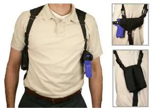 VISM Ambidextrous Black Shoulder Holster/Double Magazine Holder