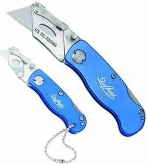 Folding Lock Back Utility Knife Set 1 Standard 1 Mini Blue 12117