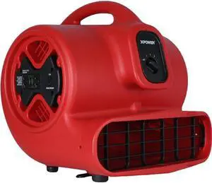 XPOWER X-600A 1/3 HP 3.8 Amp 2400 CFM 3 Speed Air Mover with GFCI Outlets Red