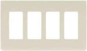 Cooper Light Almond Screwless Mid-Size Four Gang Decorator Wallplate PJS264LA Cooper Light Almond Screwless Mid-Size Four Gang Decorator Wallplate PJS264LA