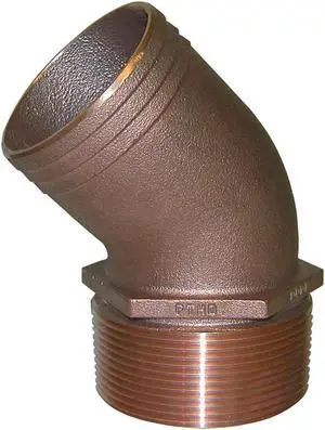 GROCO 3/4" NPT Bronze 45 Degree Pipe to 3/4" Hose