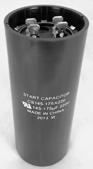 Start Capacitor, Round, 145-175 Mfd., 220 Volt, CS145-175X220