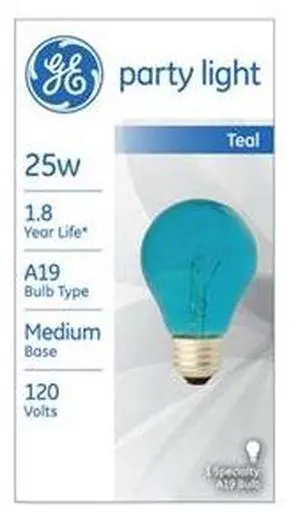 GE 25W Teal Party Bulb, Pack of 6 GE 25W Teal Party Bulb, Pack of 6