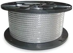 Cable, 3/32 In, L100Ft, WLL184Lb, 7x7, Steel