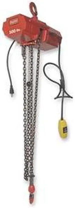 DAYTON 2GTD2 Electric Chain Hoist, 500 lb, 15 ft, Hook Mounted - No Trolley,