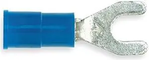 3M MVU14-8FX Fork Terminal, #8 Stud Size, 14 AWG, 600 V, Vinyl Insulated, Blue,