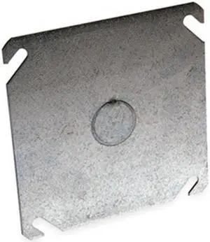 RACO 753 Box Cover, Square Box Type, 2 Gang, Galvanized Zinc, KO Centered Cover