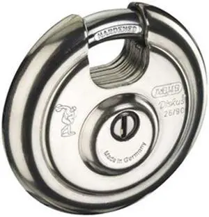 ABUS 26/90 KA Padlock, Keyed Alike, Partially Hidden Shackle, Disc Stainless