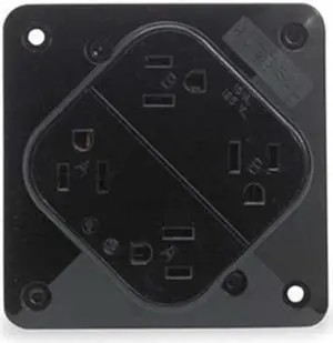 HUBBELL WIRING DEVICE-KELLEMS HBL415BK Straight Blade Receptacle, 5-15R, 15 A,