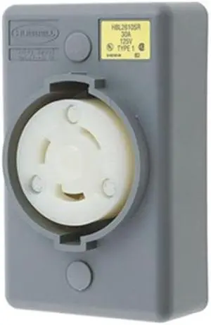 Hubbell Wiring Device-Kellems Locking Receptacle,Industrial,30,Gray  HBL2610SR