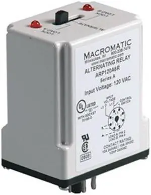 MACROMATIC ARP120A6R Alternating Relay,SPDT,120VAC,10A,8 Pin