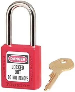 MASTER LOCK 410KAS12RED Lockout Padlock, Keyed Alike, Thermoplastic, Red, 1 1/2