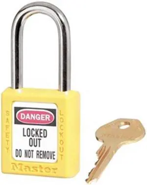 MASTER LOCK 410KAS3YLW Lockout Padlock, Keyed Alike, Thermoplastic, Yellow, 1