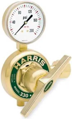 HARRIS 330-500-580 Gas Regulator, Argon, Nitrogen, Single Stage, 0.965"-14
