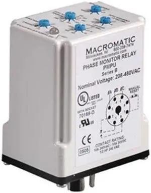 MACROMATIC PMPU 3 Phase Monitor Relay,SPDT,500VAC,8 Pin