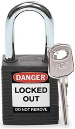 Lockout Padlock, Fiberglass, Black