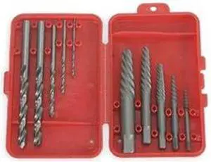 WESTWARD 2RUR2 Screw Extractor Set,Carbon Steel,10 pcs.