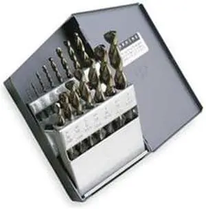 WESTWARD 5UDP3 Jobber Drill Set,3/8 Shank,15 PC,HSS