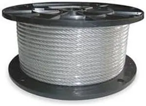Cable, 3/32 In, L500Ft, WLL184Lb, 7x7, SS