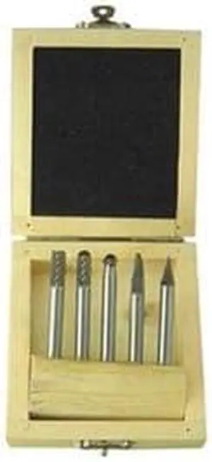 WESTWARD 2LYT2 Carbide Bur Set,Single Cut,1/4 In,5 Pcs